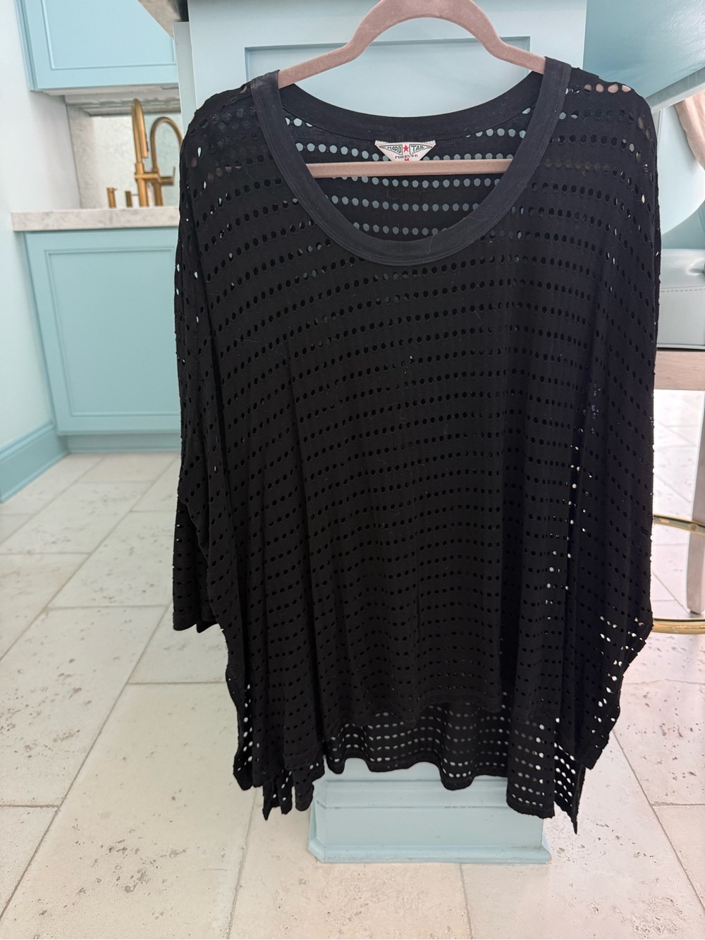 Black Eyelet Knit Oversized Top